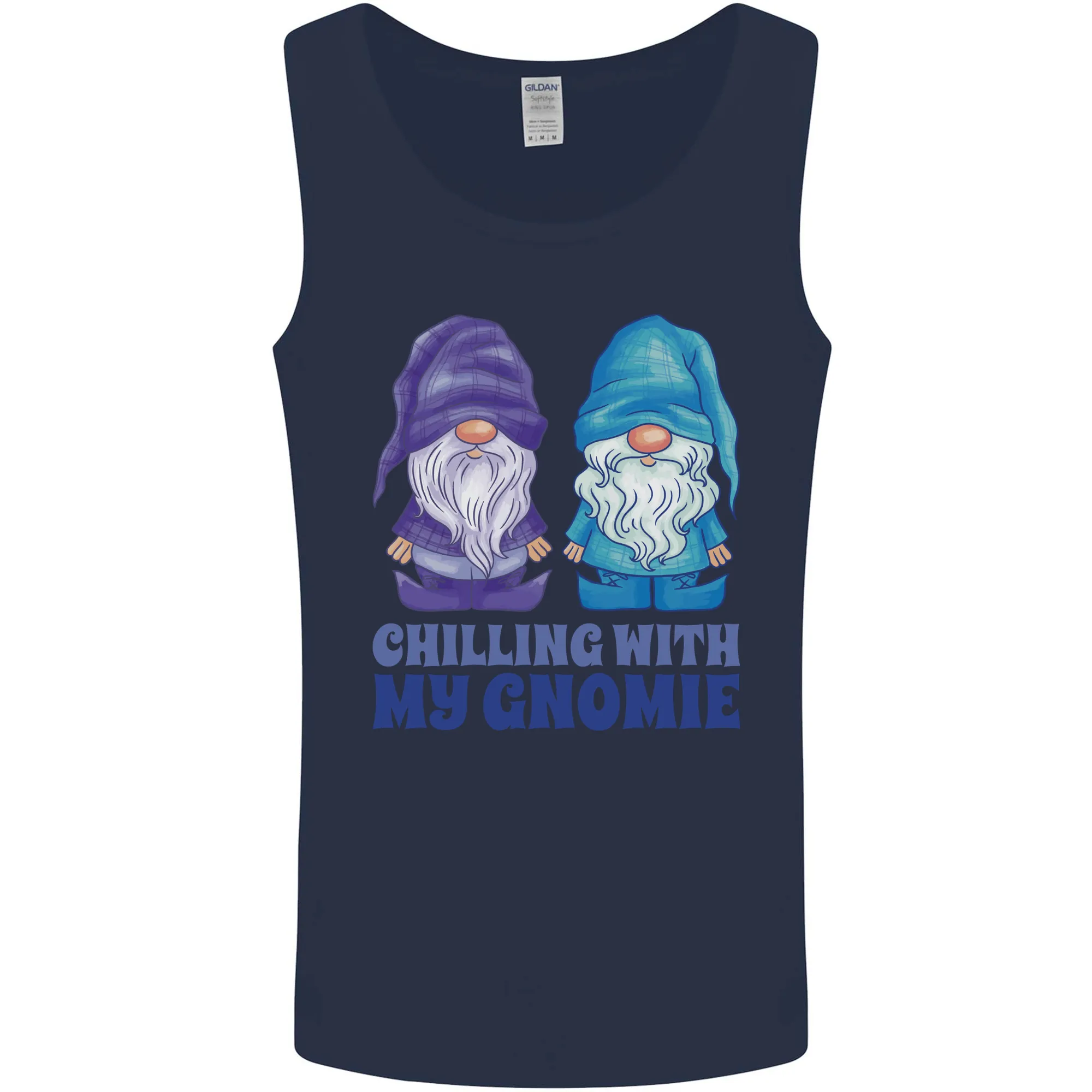 Chilling With My Gnomie Funny Gnomes Mens Vest Tank Top
