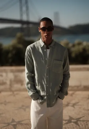 Colt long sleeved reg linen shirt 4115 - Gray Mist