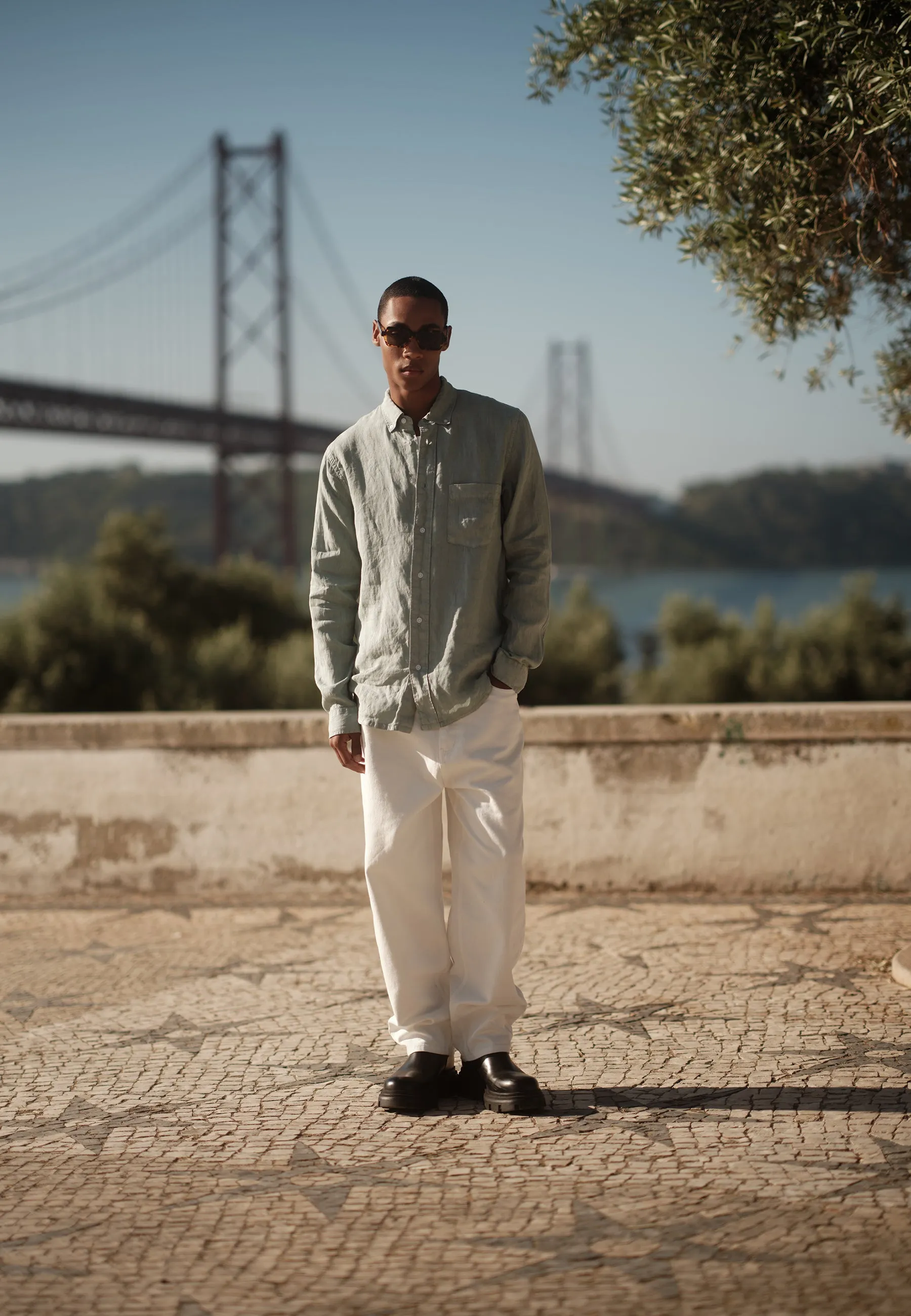 Colt long sleeved reg linen shirt 4115 - Gray Mist