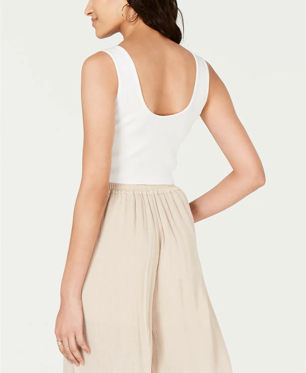 Cotton Candy Women's Ribbed Cropped Tank Top White XS