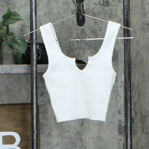 Cotton Candy Women's Ribbed Cropped Tank Top White XS
