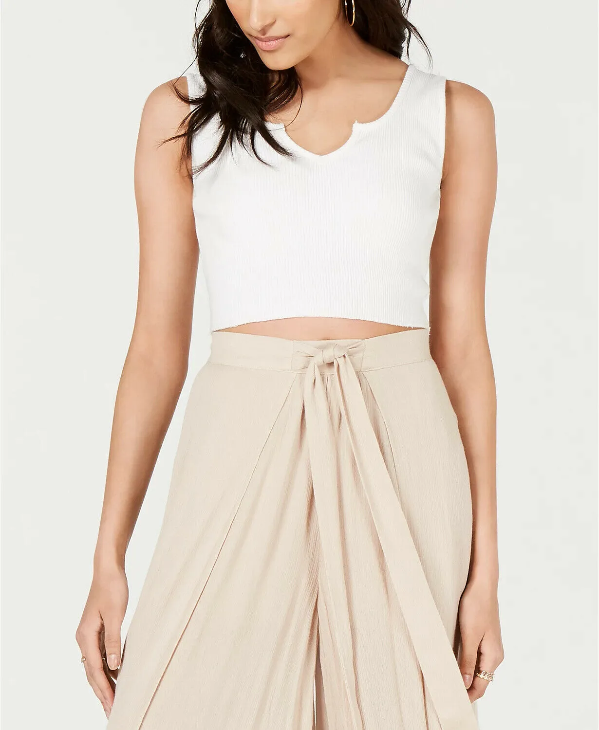Cotton Candy Women's Ribbed Cropped Tank Top White XS