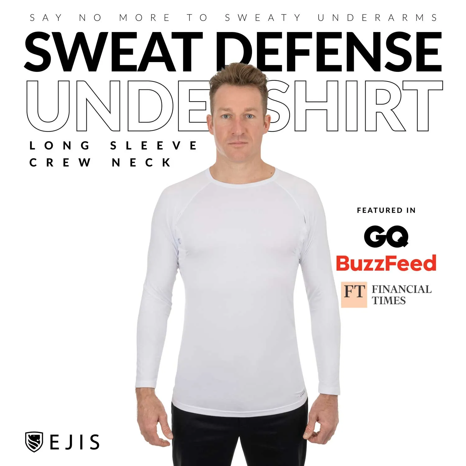 Crew Neck Long Sleeve Micro Modal Sweat Proof Undershirt For Men