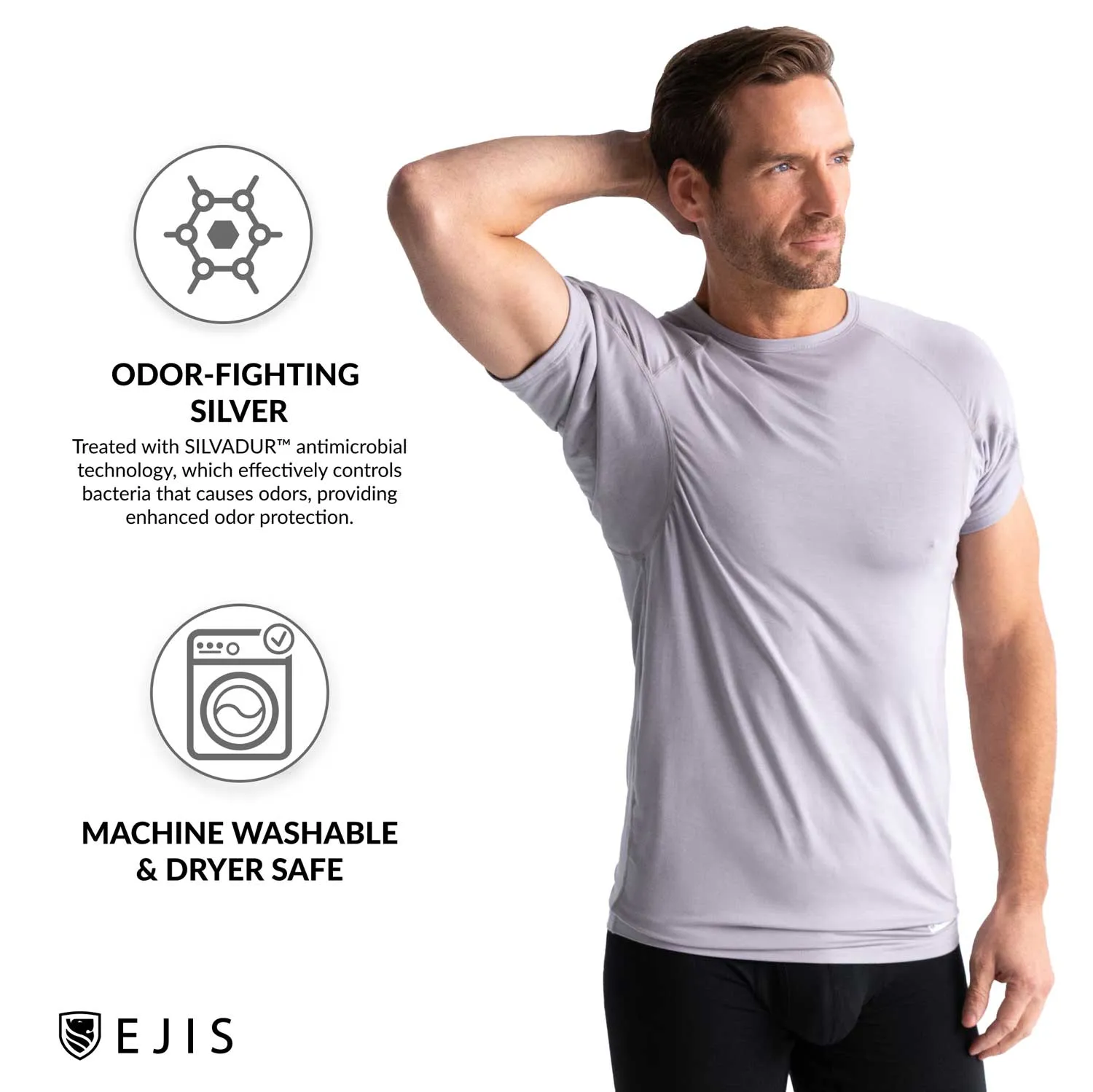 Crew Neck Micro Modal Sweat Proof Undershirt For Men - Mix 9-Pack (5x White, 4x Black)