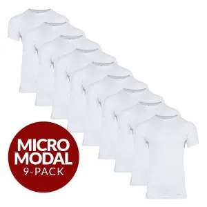 Crew Neck Micro Modal Sweat Proof Undershirt For Men - White 9-Pack