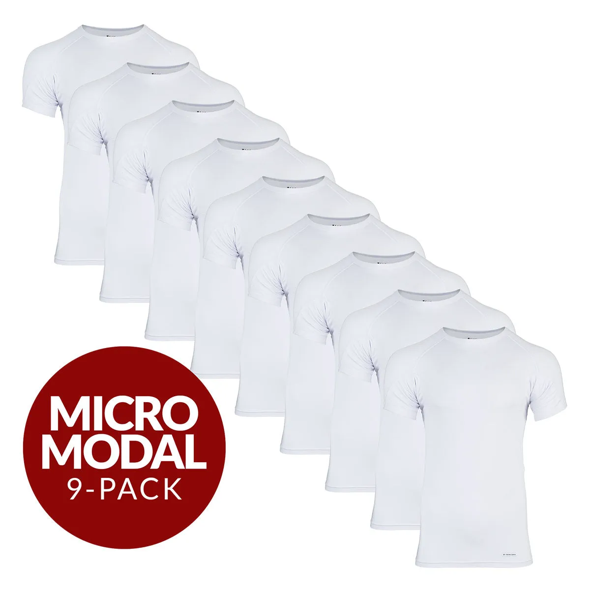 Crew Neck Micro Modal Sweat Proof Undershirt For Men - White 9-Pack