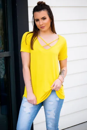 Cross My Heart Top- Sunshine