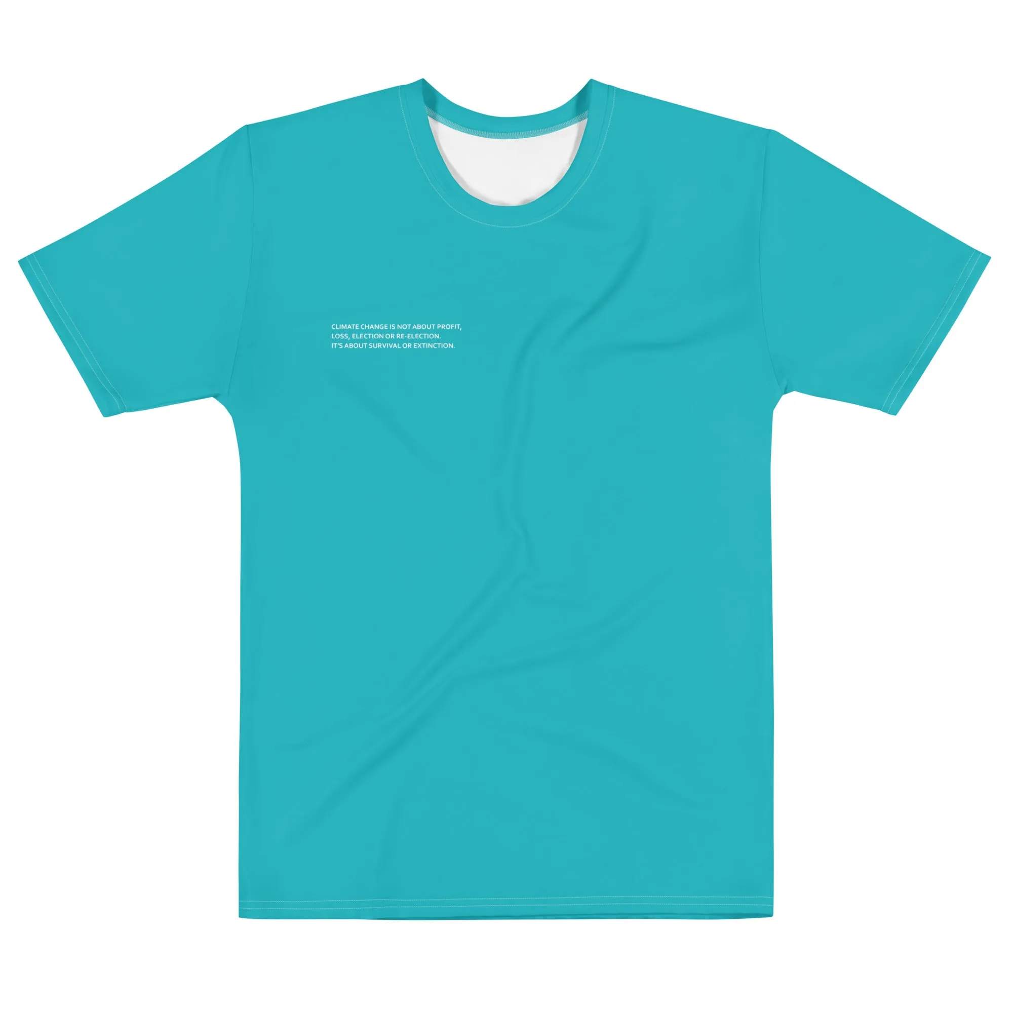 Cyan Climate Change Global Warming Statement - Sustainably Made Men's Short Sleeve Tee