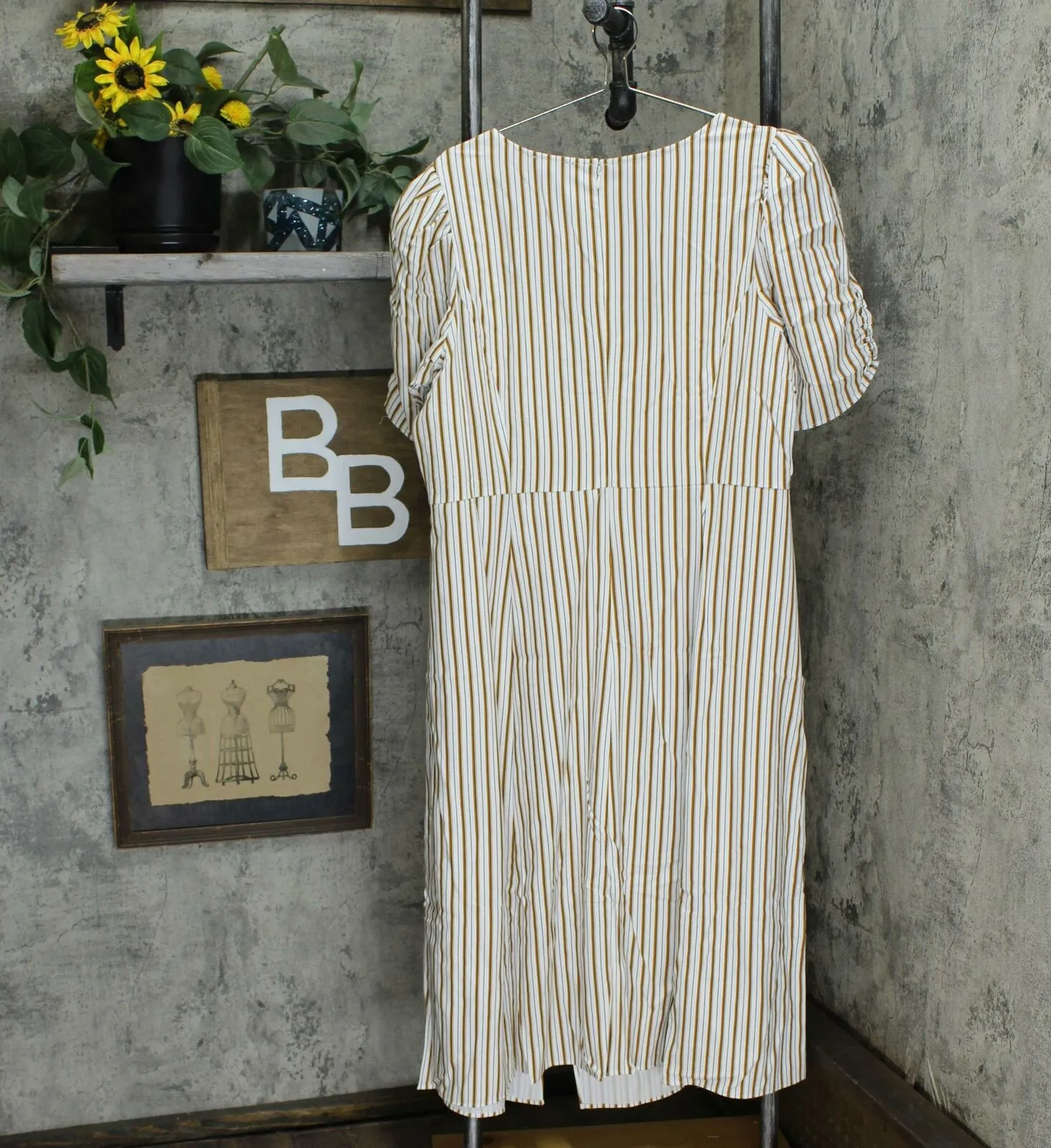 Danielle Bernstein Plus Size Sweetheart Neck Stripe Slip Midi Dress