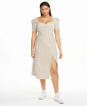 Danielle Bernstein Plus Size Sweetheart Neck Stripe Slip Midi Dress