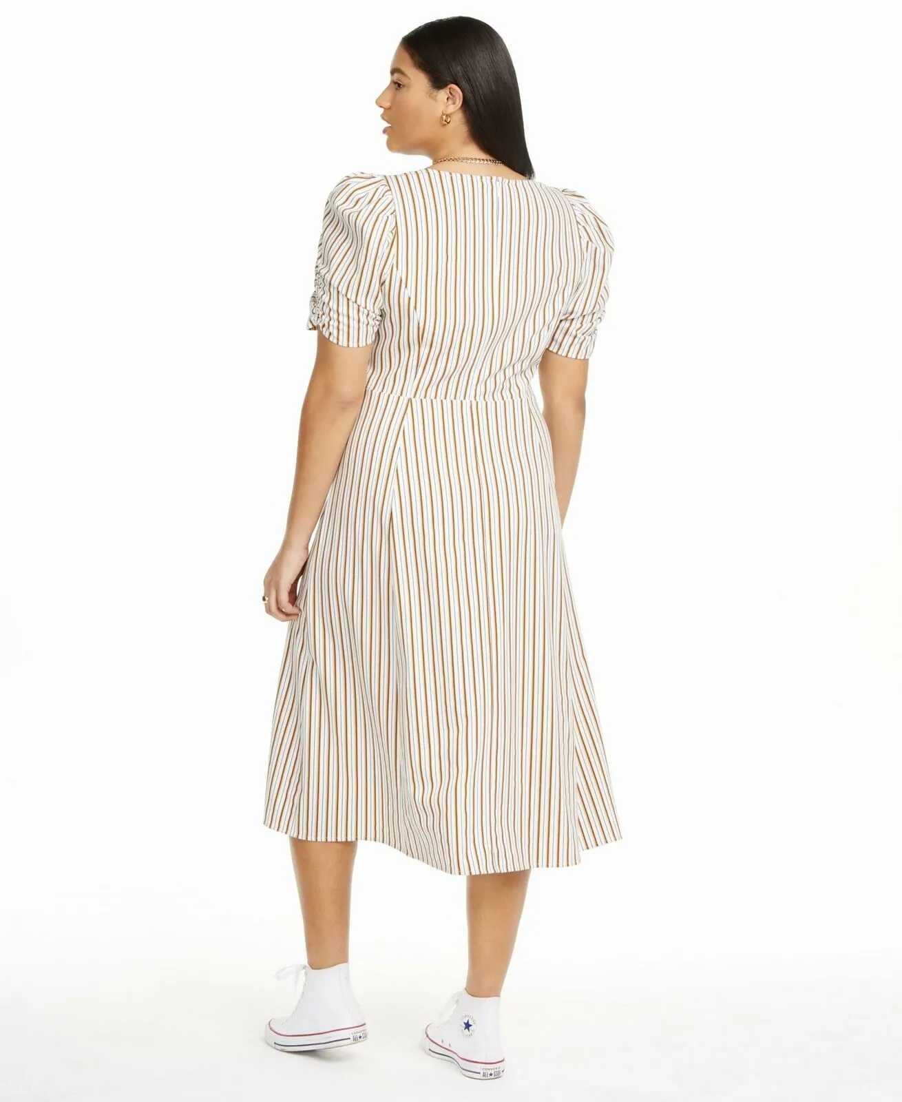Danielle Bernstein Plus Size Sweetheart Neck Stripe Slip Midi Dress