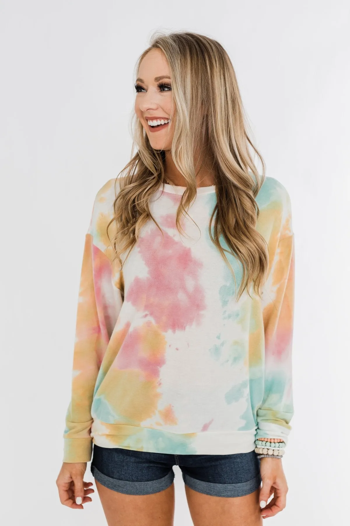 Daydream Long Sleeve Tie Dye Top- Pink, Mustard, Mint