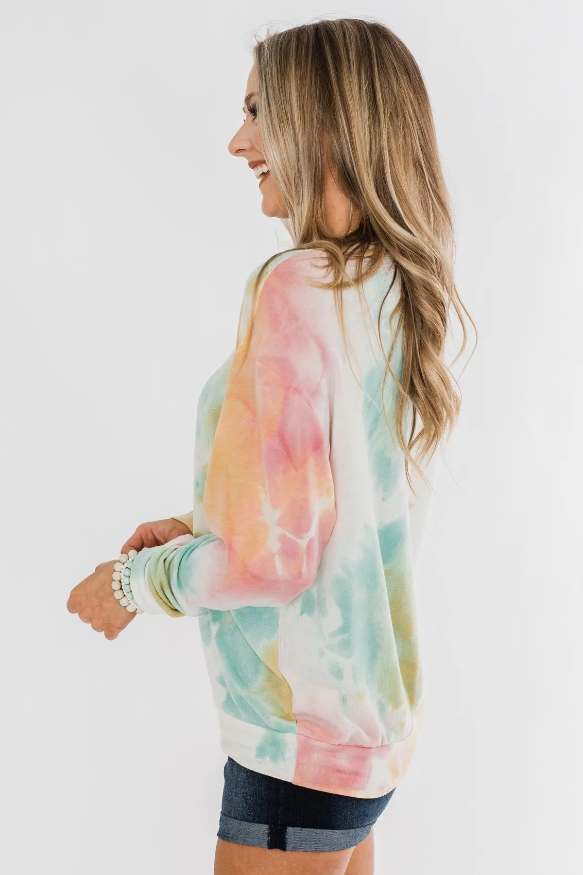 Daydream Long Sleeve Tie Dye Top- Pink, Mustard, Mint