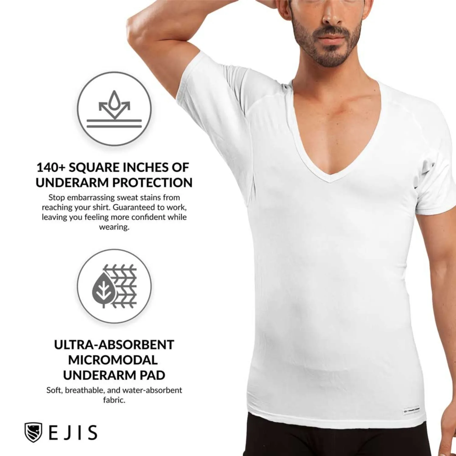 Deep V Micro Modal Sweat Proof Undershirt For Men - Mix 9-Pack (5x White, 4x Black)