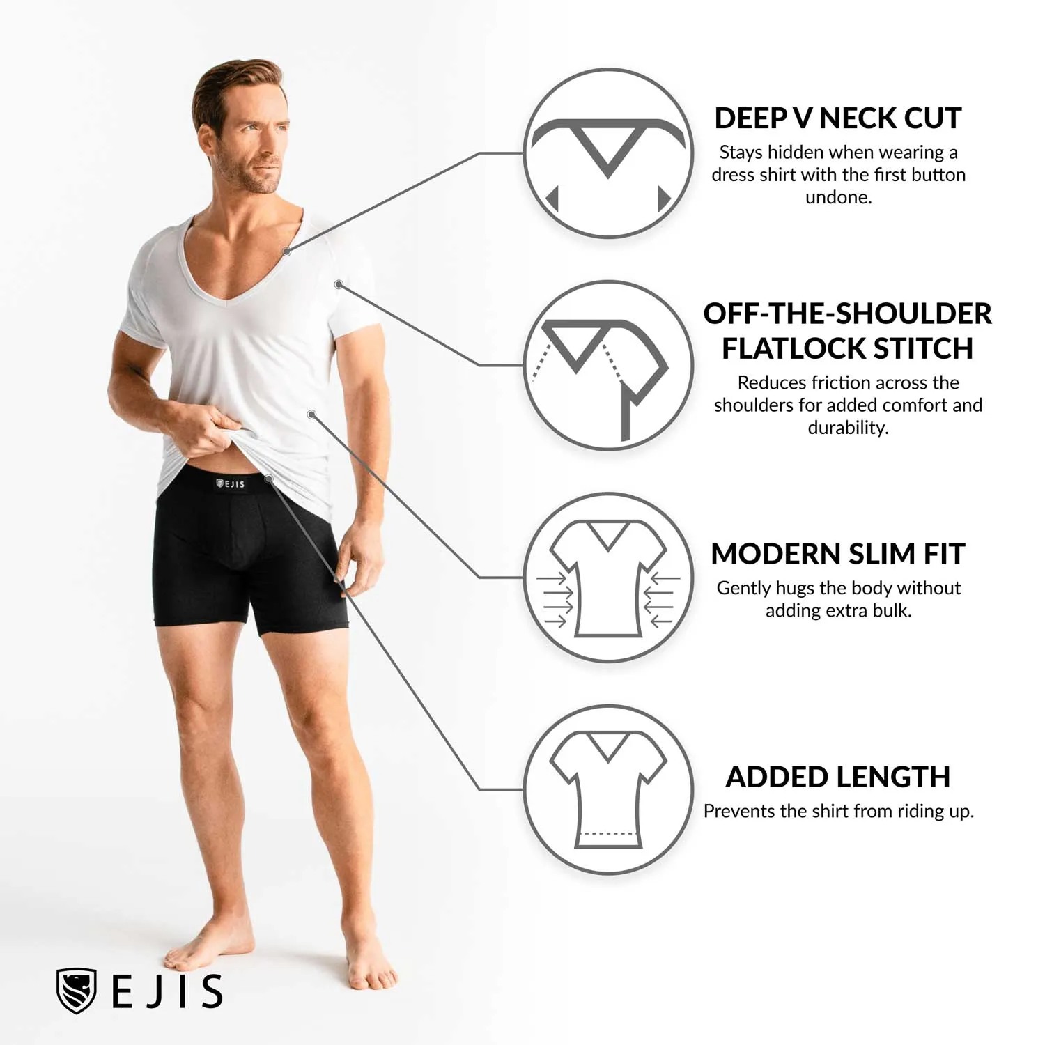 Deep V Micro Modal Sweat Proof Undershirt For Men - Mix 9-Pack (5x White, 4x Black)