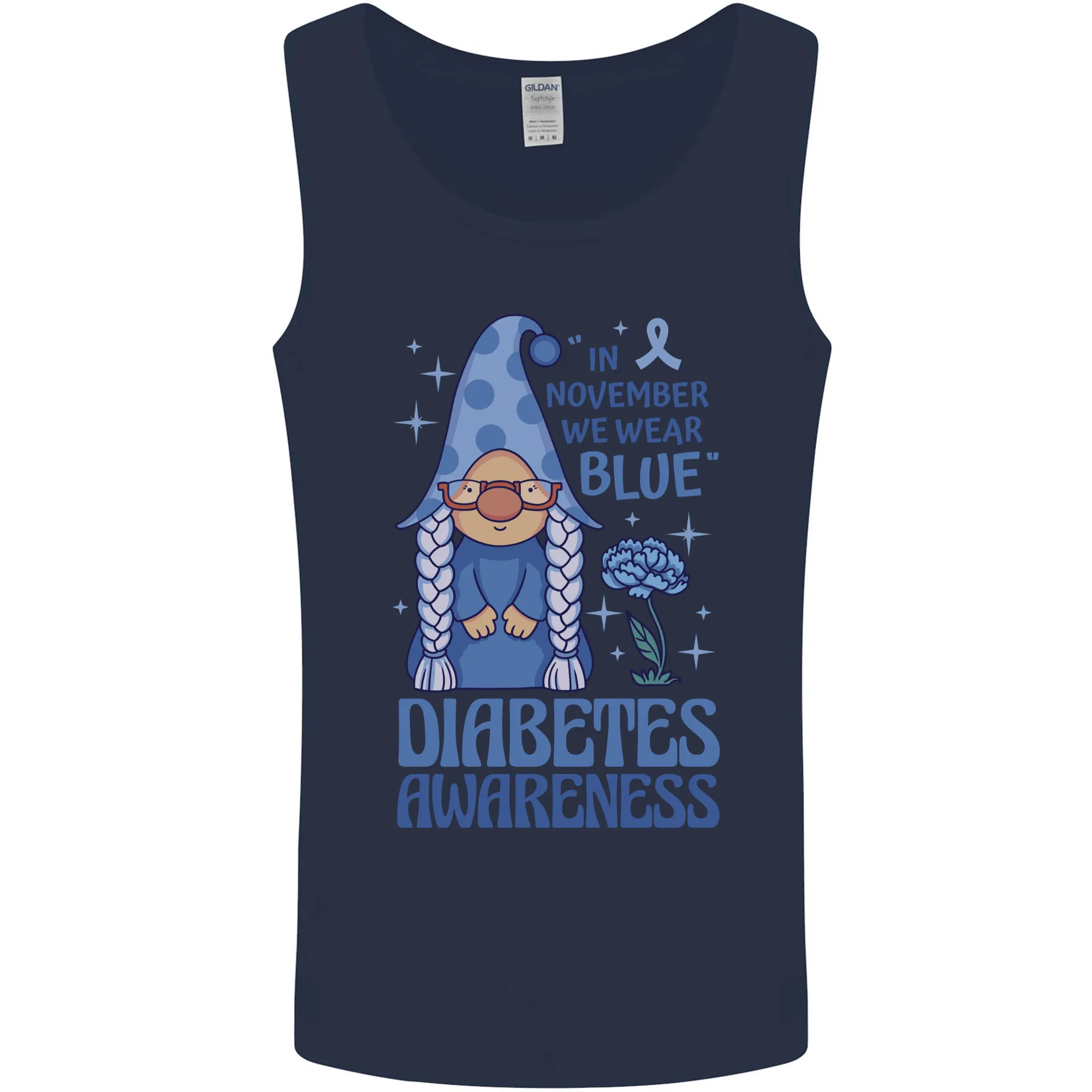 Diabetes Awareness We Wear Blue Gnome Mens Vest Tank Top