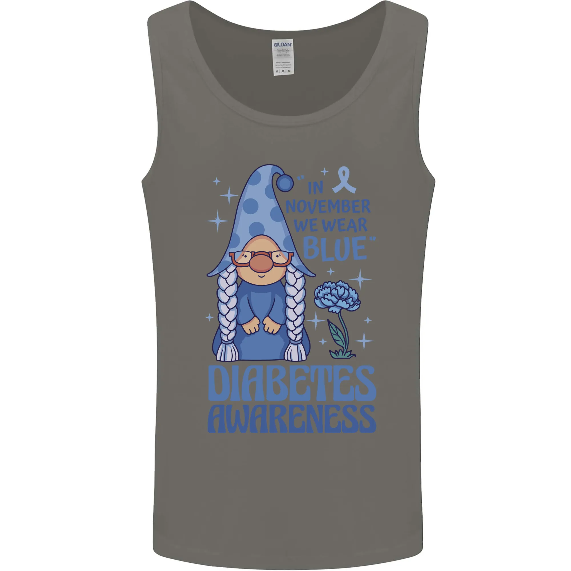 Diabetes Awareness We Wear Blue Gnome Mens Vest Tank Top