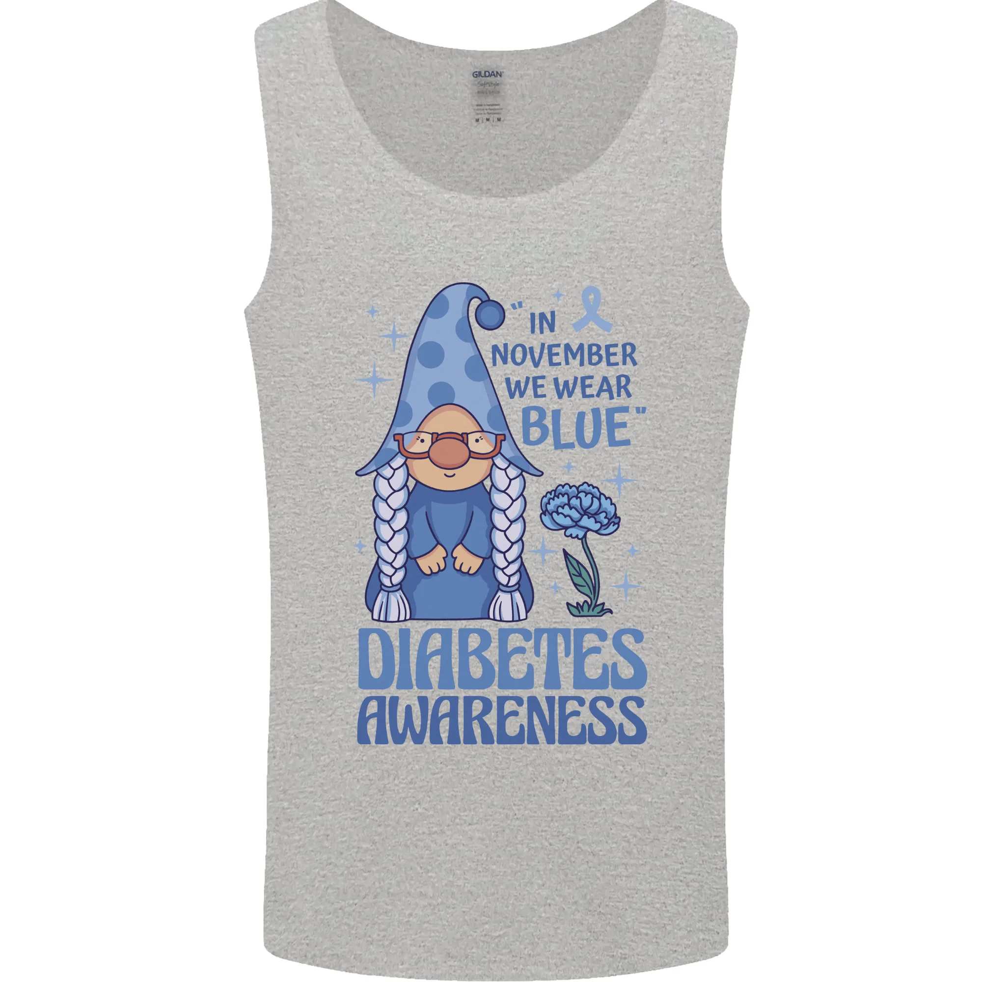 Diabetes Awareness We Wear Blue Gnome Mens Vest Tank Top
