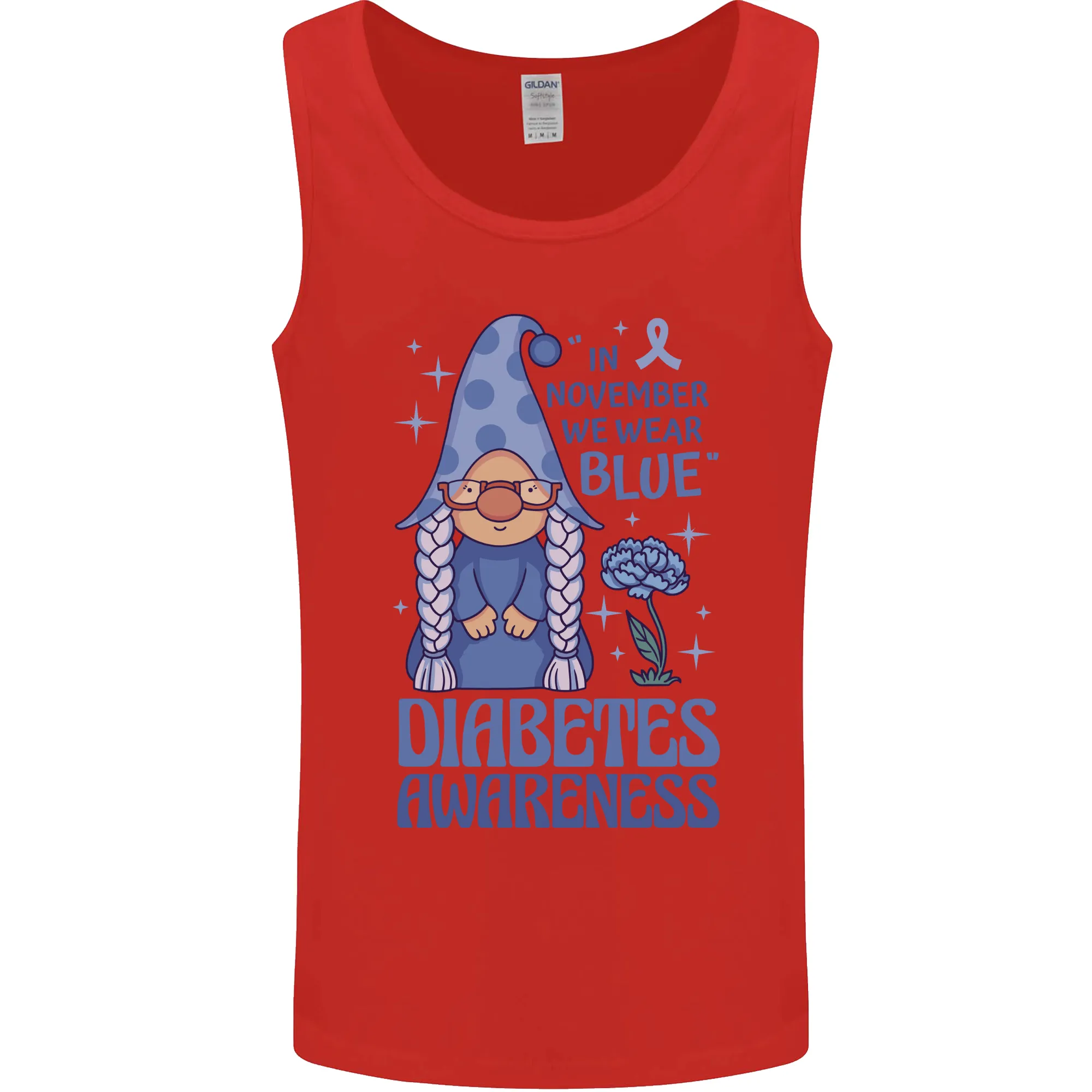 Diabetes Awareness We Wear Blue Gnome Mens Vest Tank Top