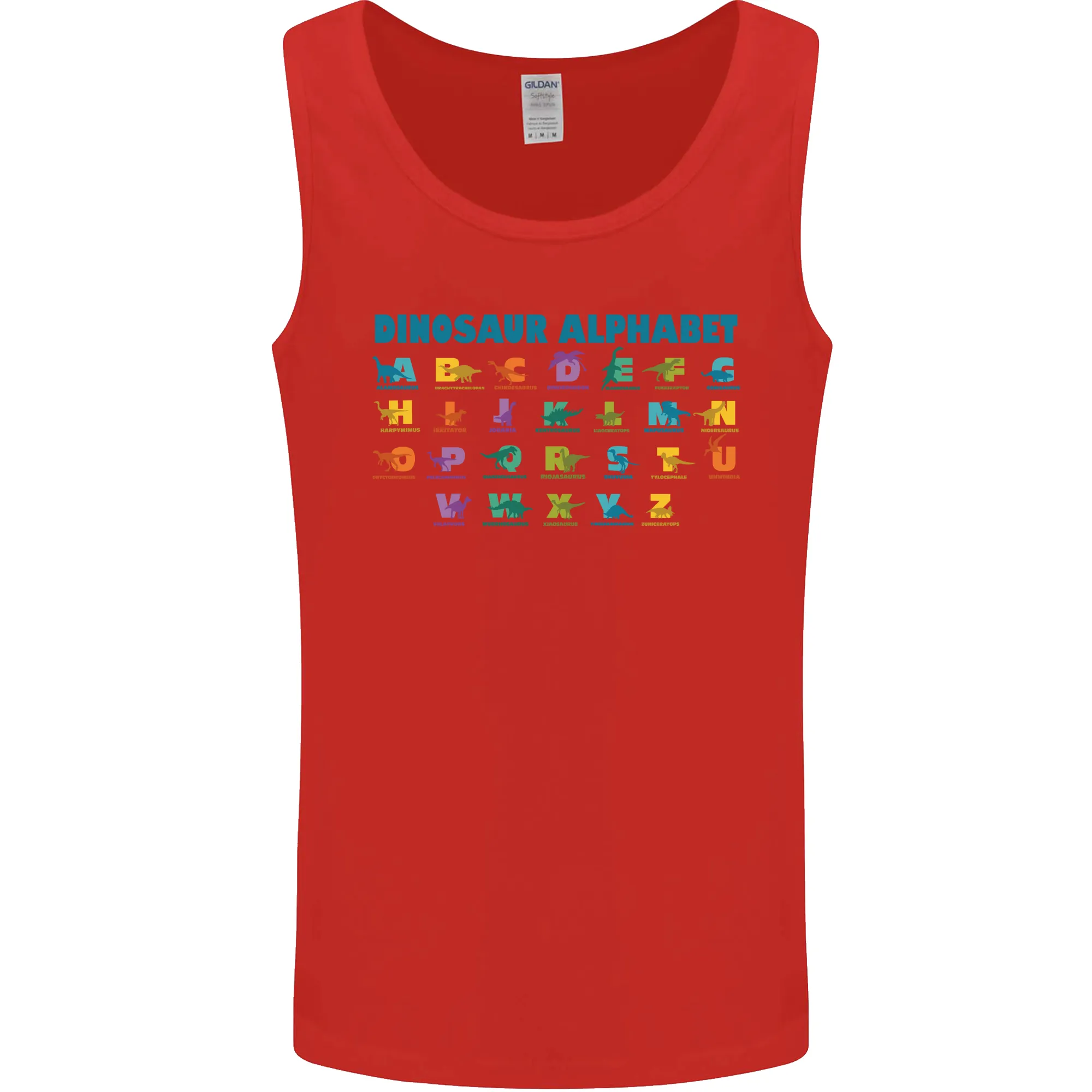 Dinosaur Alphabet T-Rex Velociraptor Mens Vest Tank Top