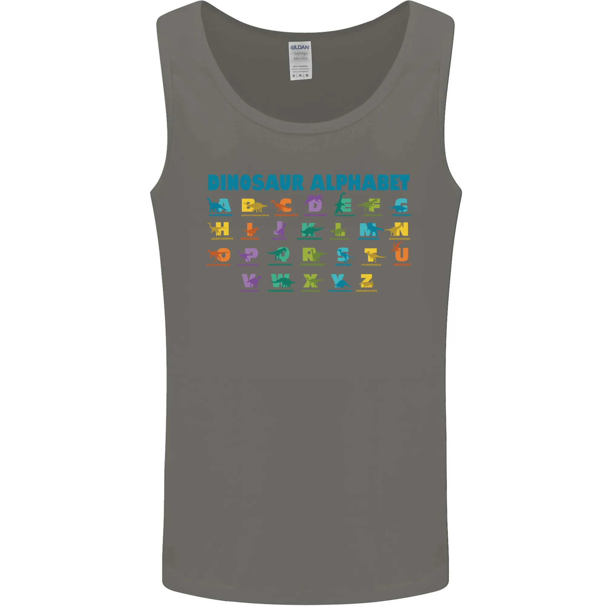Dinosaur Alphabet T-Rex Velociraptor Mens Vest Tank Top