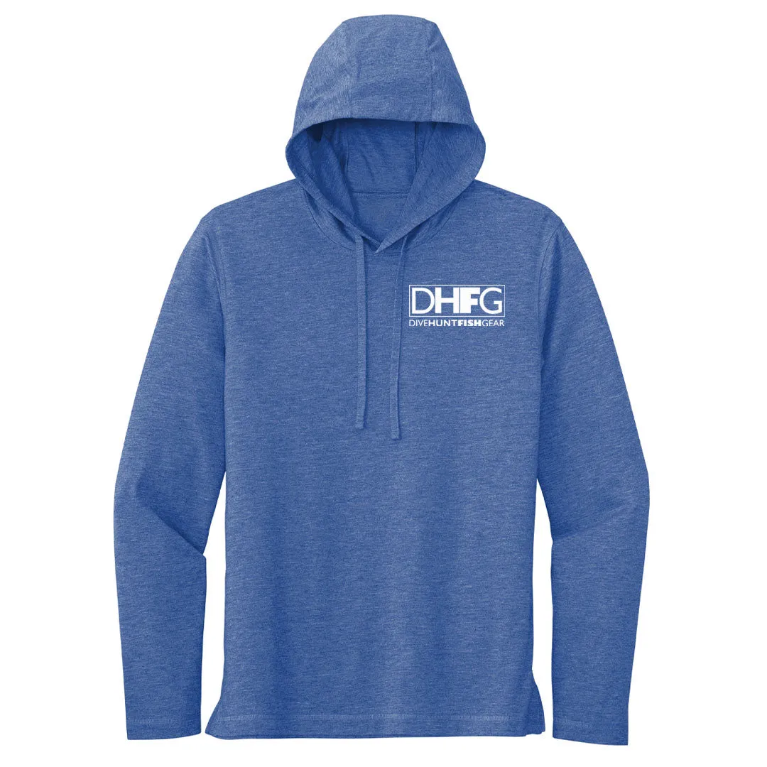 Dive Hunt Fish Distress Long Sleeve Tri-blend Hooded T-Shirt