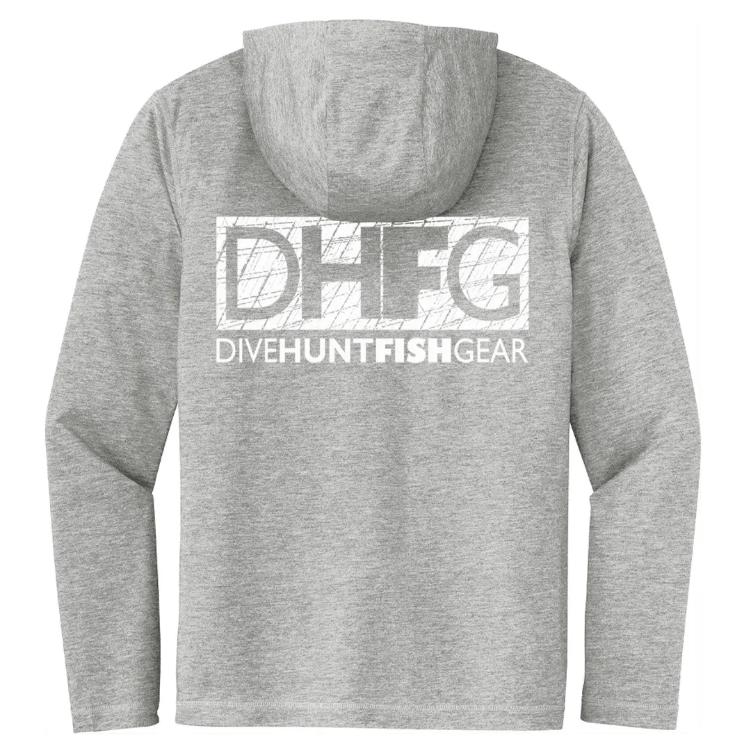 Dive Hunt Fish Distress Long Sleeve Tri-blend Hooded T-Shirt