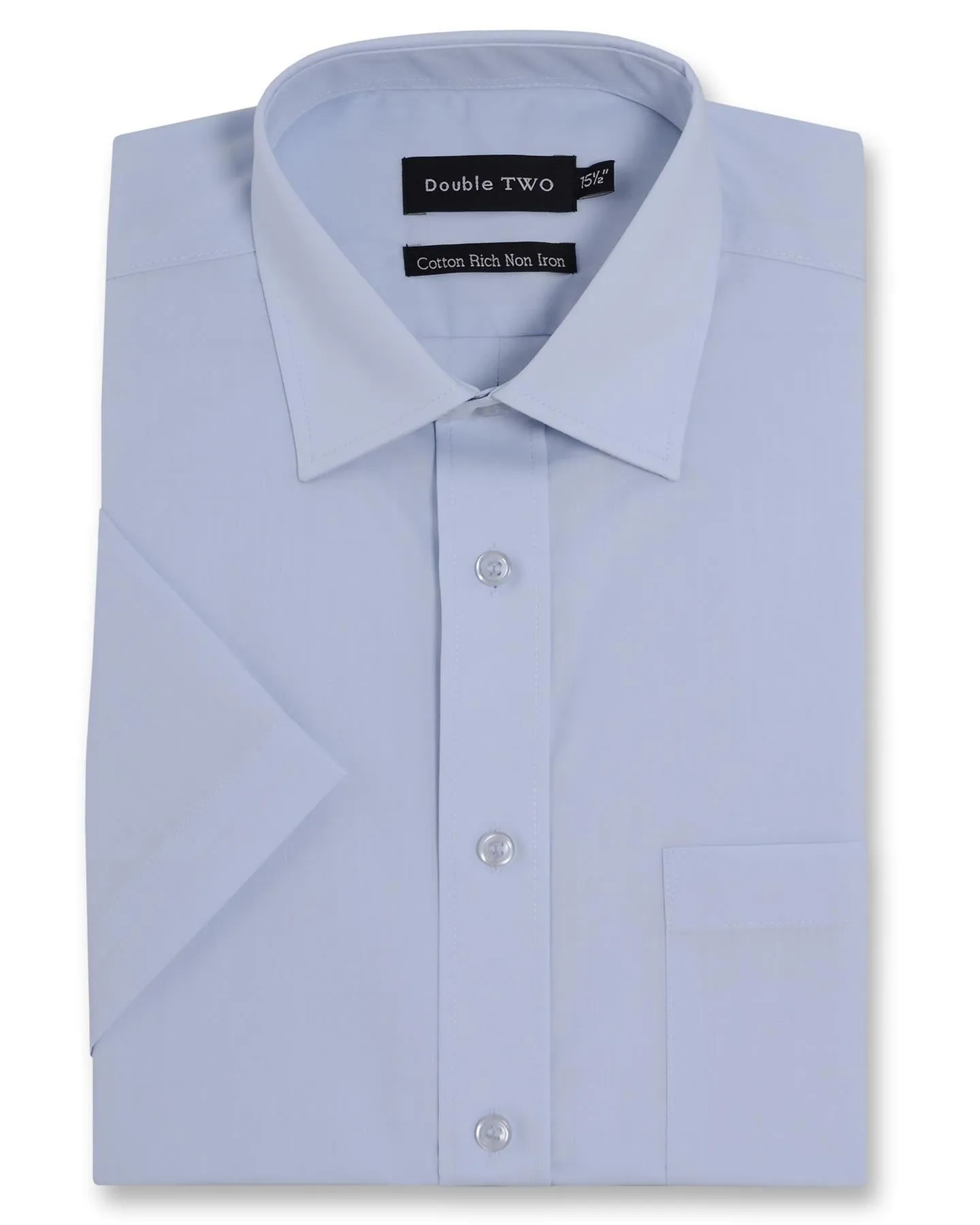 Double Two Men's Short Sleeve Cotton Rich Shirts 4500 Size 15 - 23"  12 Colours