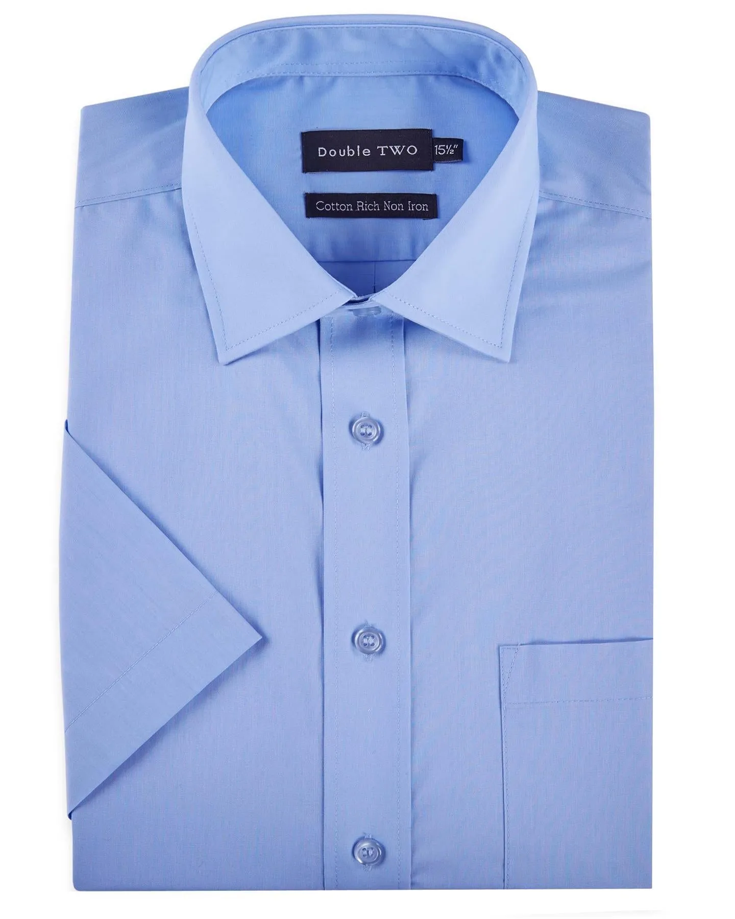 Double Two Men's Short Sleeve Cotton Rich Shirts 4500 Size 15 - 23"  12 Colours