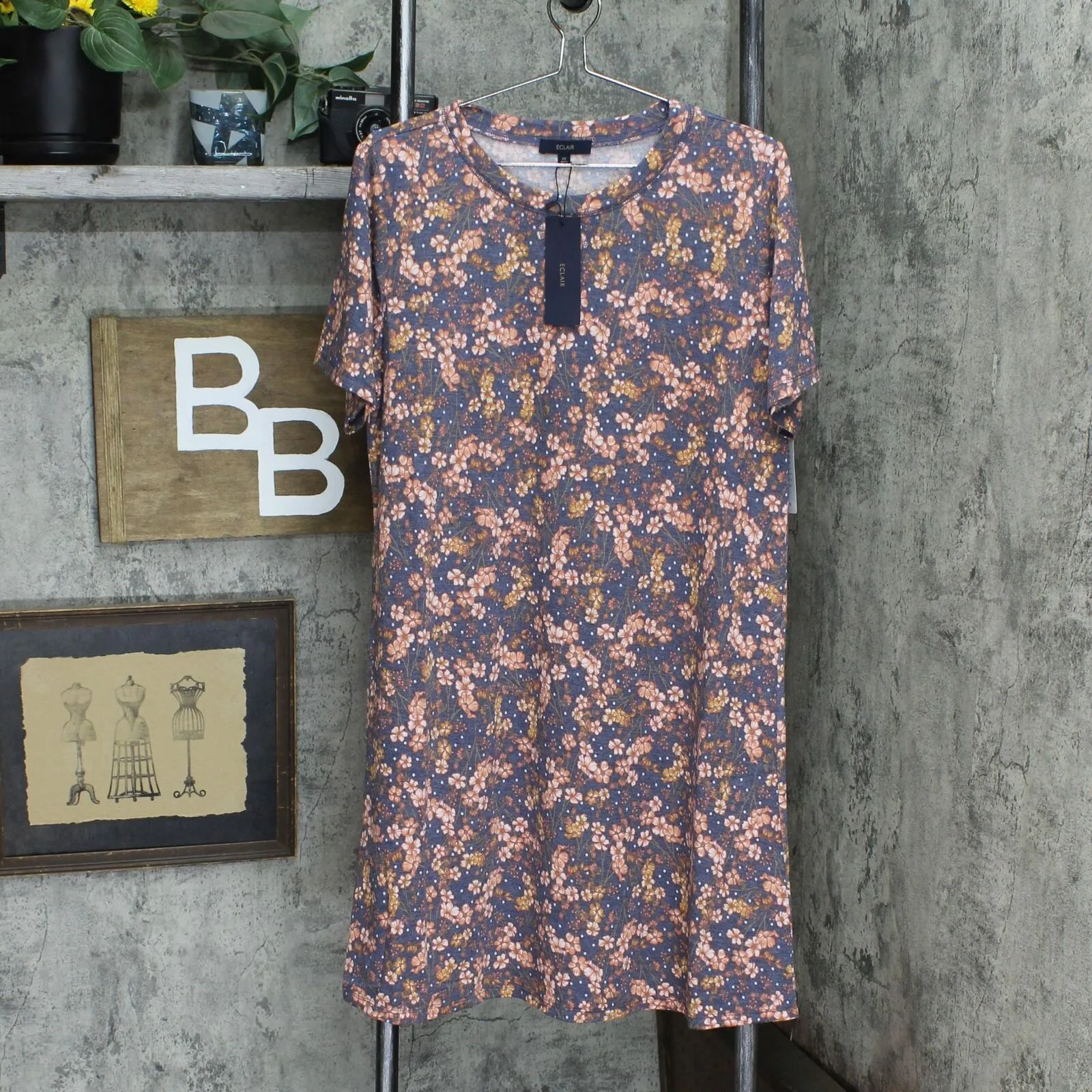 Eclair Women's Plus Size Hacci Knit Floral Print Dress