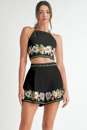 Embroidered Halter Top