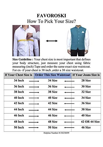 FAVOROSKI Sleeveless Nehru Jacket with Mandarin Collar Waistcoat for Men (Blue_40)