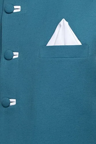 FAVOROSKI Sleeveless Nehru Jacket with Mandarin Collar Waistcoat for Men (Blue_40)