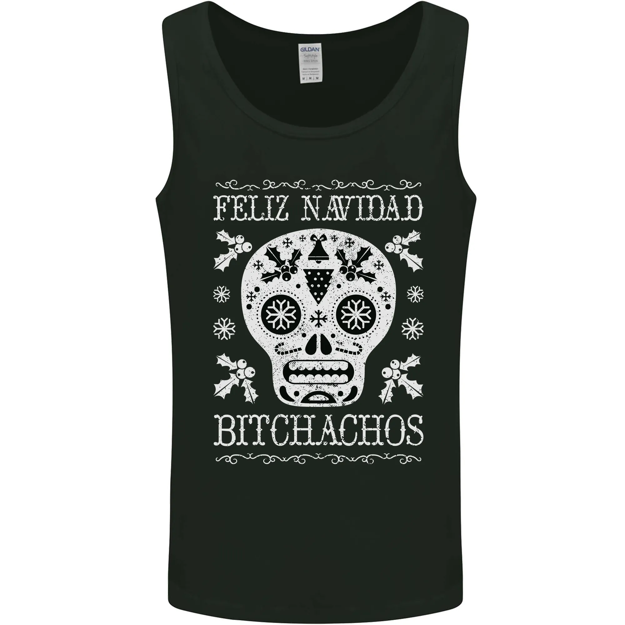Feliz Navidad Sugar Skull Christmas Xmas Mens Vest Tank Top