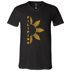 Filipino Half Sun Unisex Jersey V-Neck T-Shirt