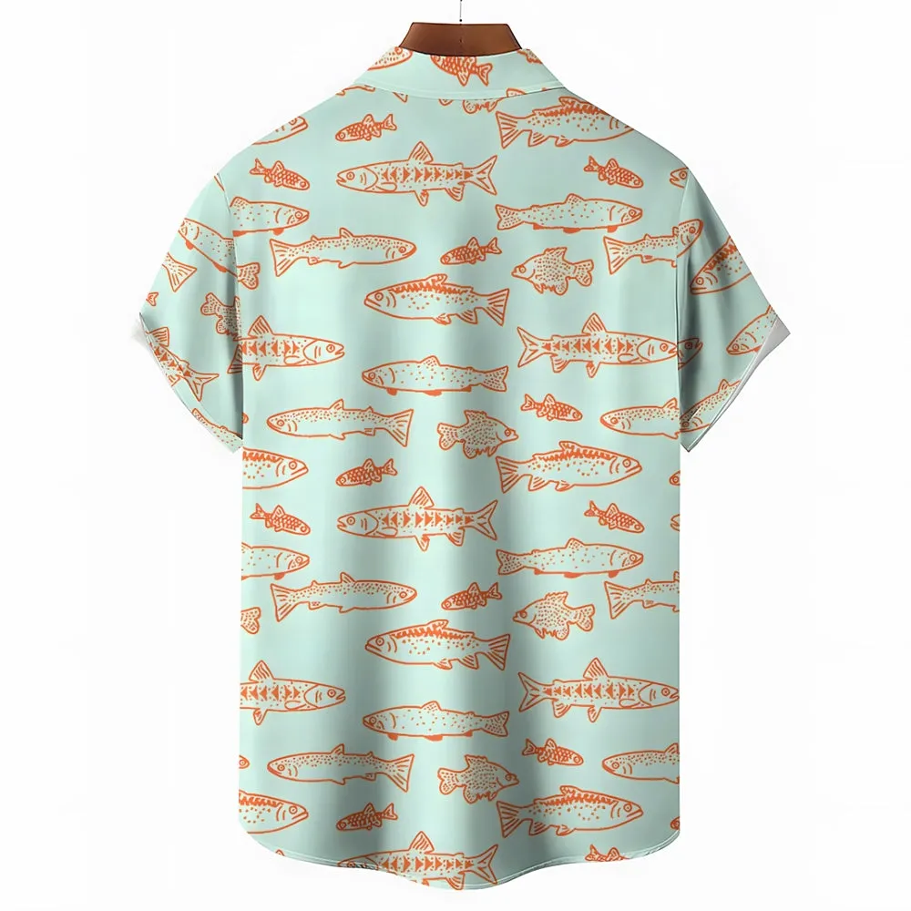 Fishing Bigfoot Breathable Linen Short Sleeve Shirt 2412002646