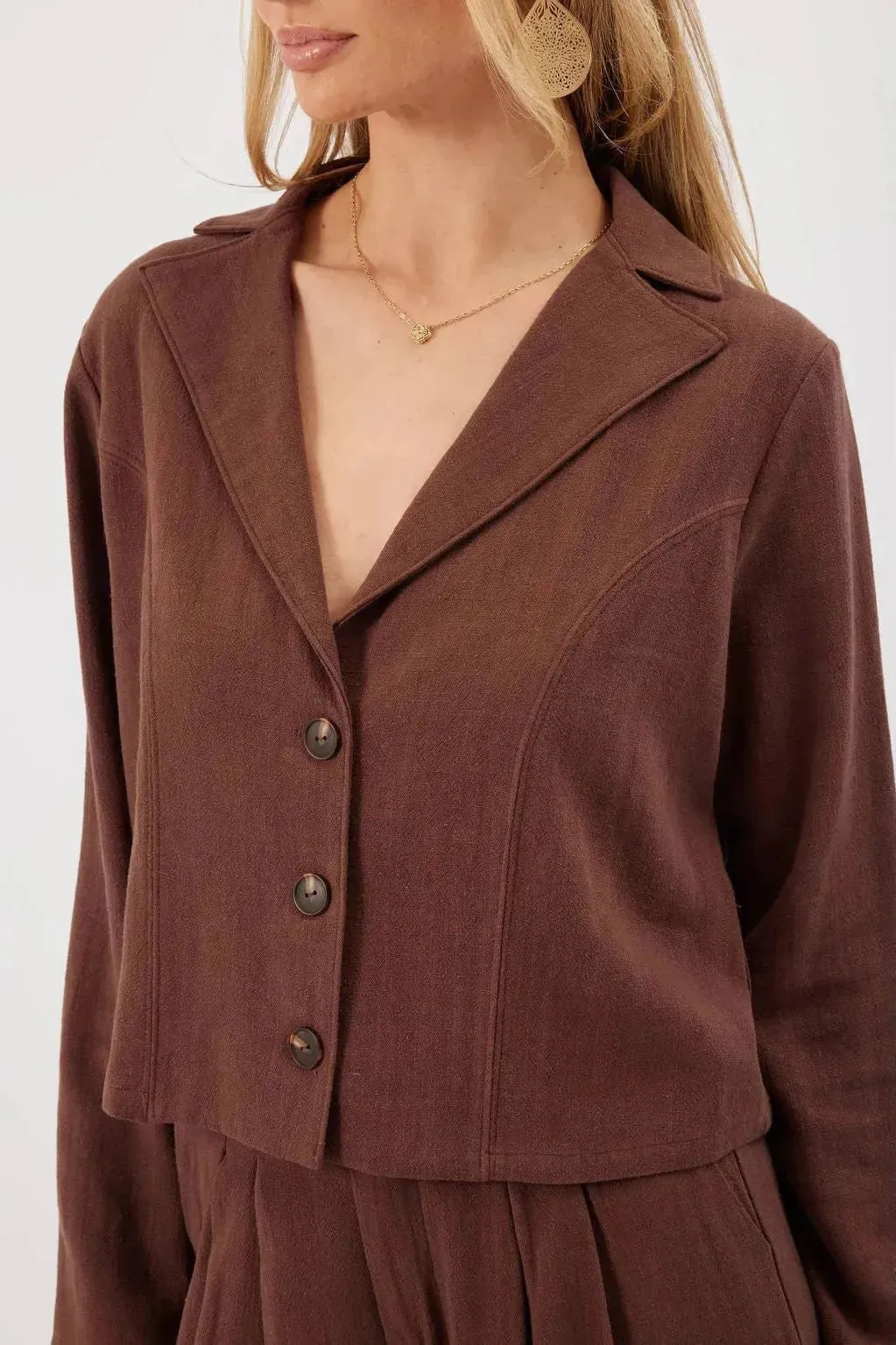 Flora Linen Black Jacket