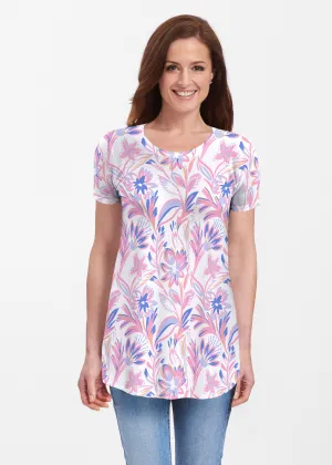 Floral Buds Pink (8032) ~ Short Sleeve Butterknit tunic