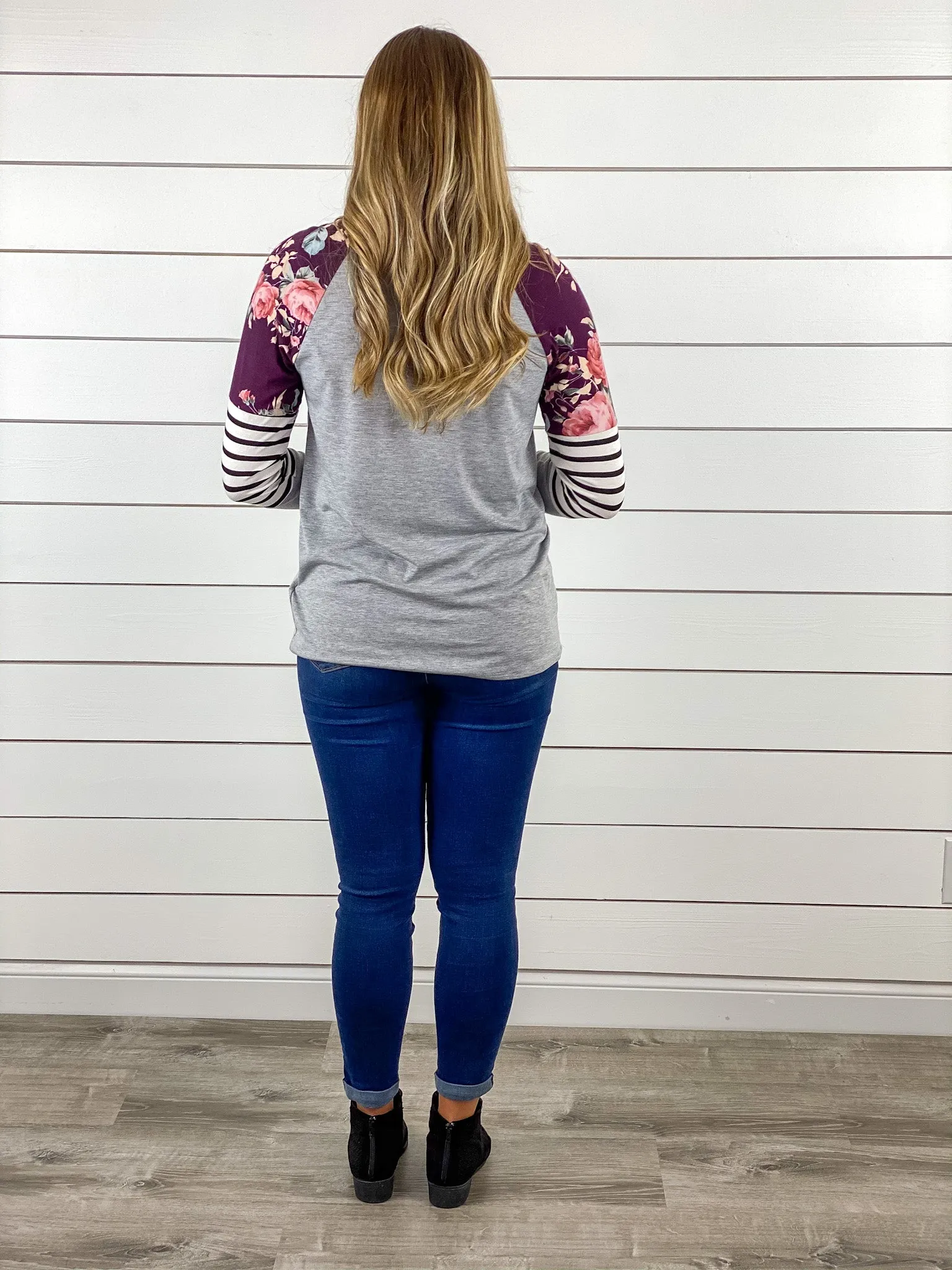 Floral Stripe Colorblock Top