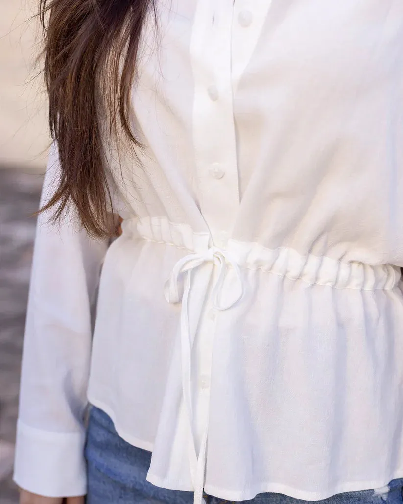 Grace & Lace Linen Button Up Day Shirt - Soft White