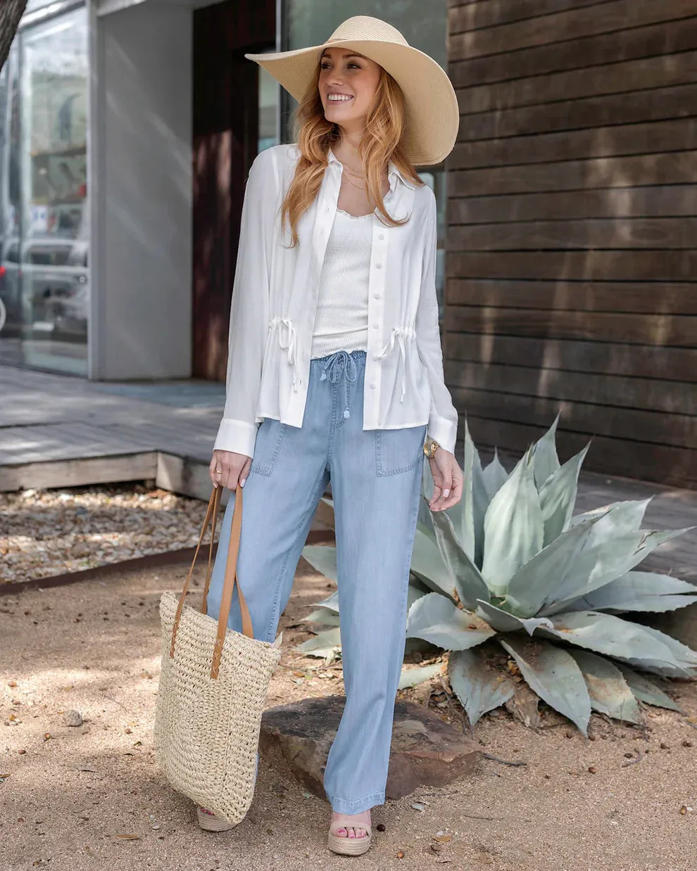 Grace & Lace Linen Button Up Day Shirt - Soft White