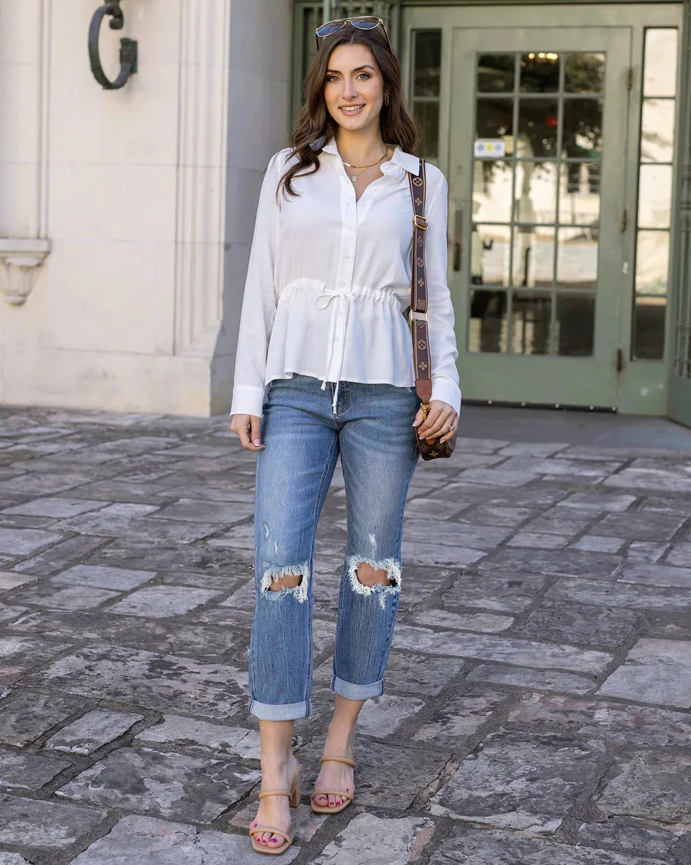 Grace & Lace Linen Button Up Day Shirt - Soft White
