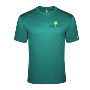 Grand Palm Pickleball Men's Performance Short Sleeve Crew Neck Shirt - Front logo only