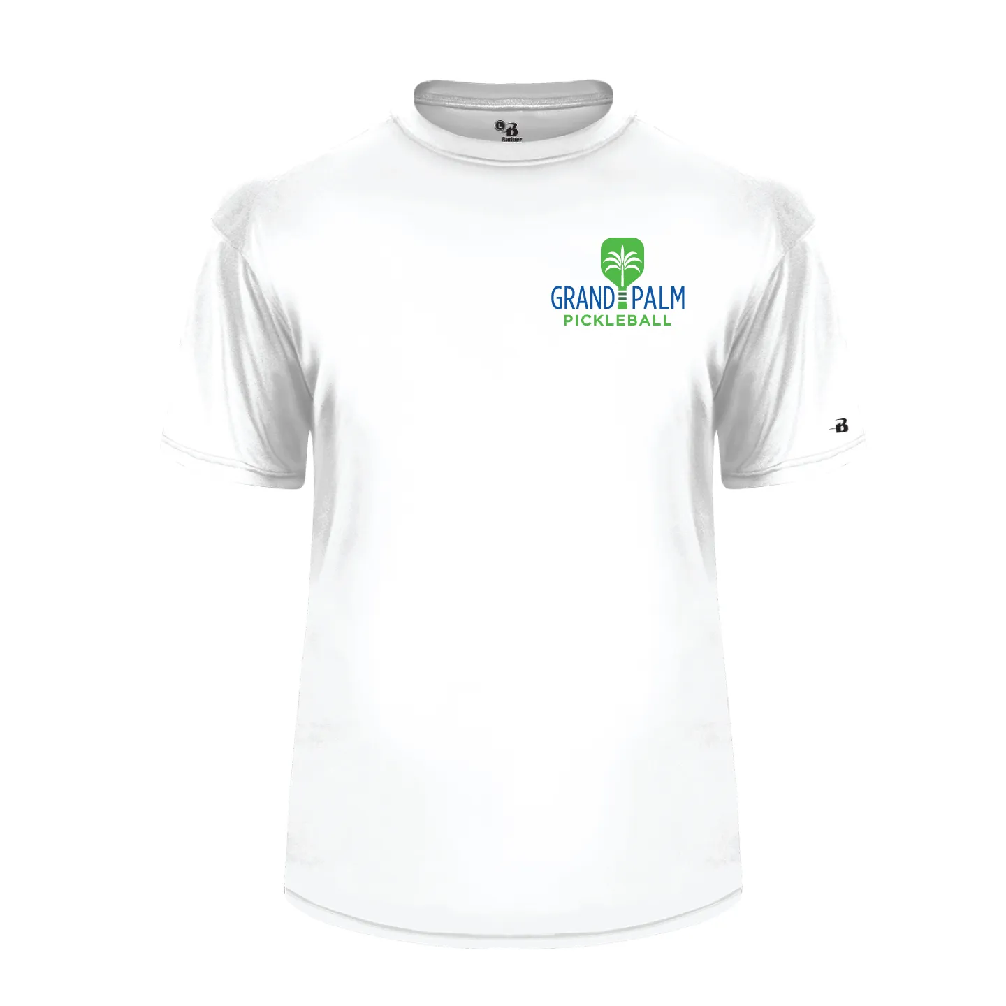 Grand Palm Pickleball Men's Performance Short Sleeve Crew Neck Shirt - Front logo only