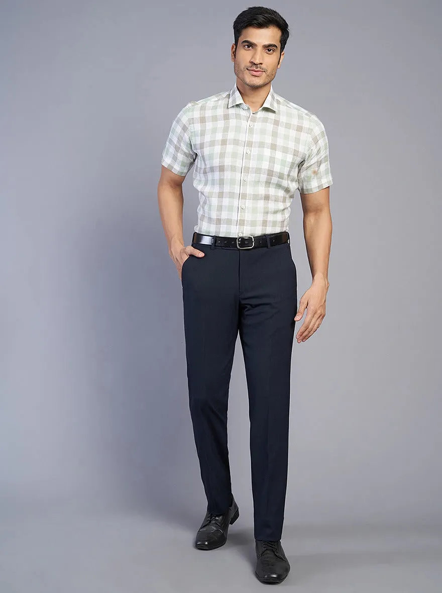 Green Checked Regular Fit Formal Shirt | JadeBlue