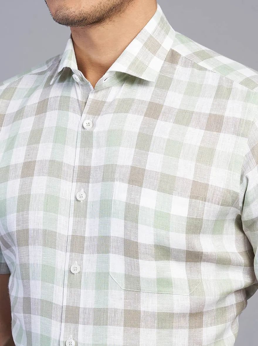 Green Checked Regular Fit Formal Shirt | JadeBlue