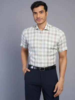 Green Checked Regular Fit Formal Shirt | JadeBlue