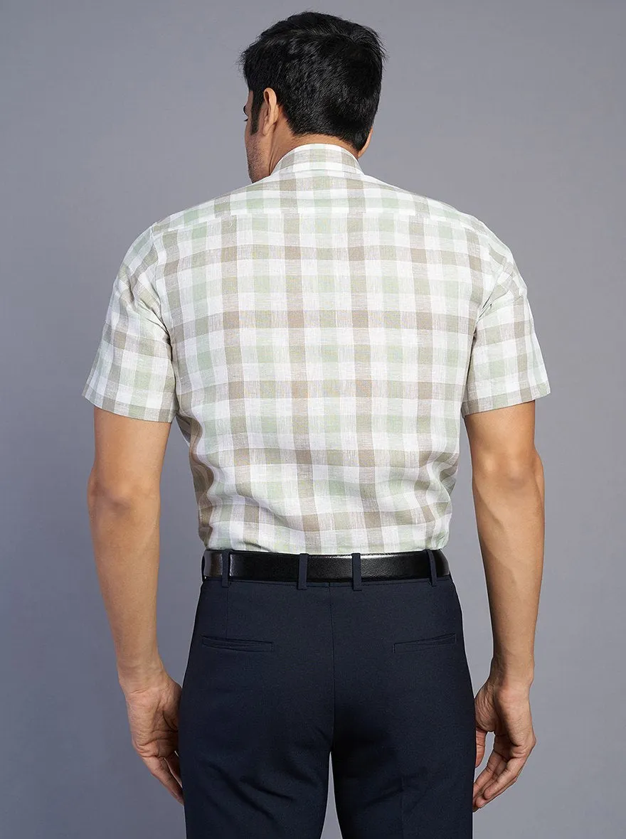 Green Checked Regular Fit Formal Shirt | JadeBlue