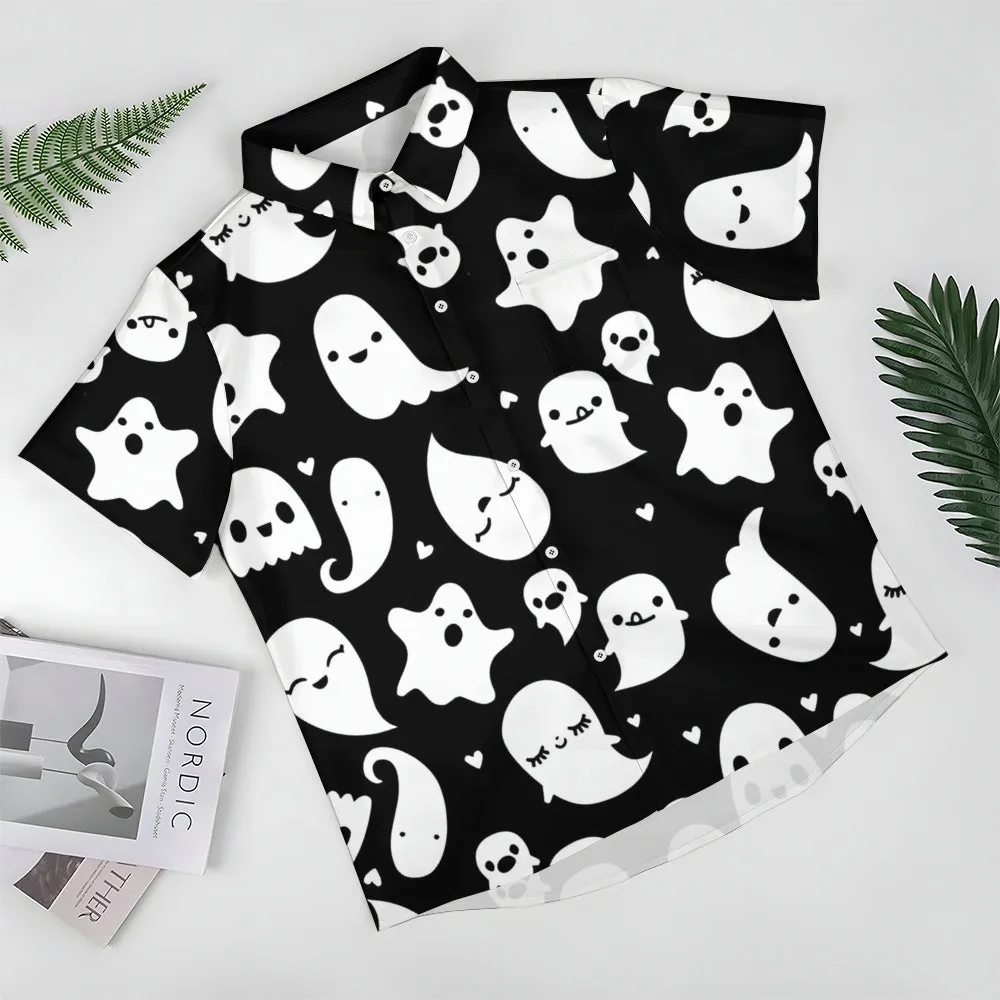 Halloween Ghost Casual Large Size Short Sleeve Shirt 2407004240