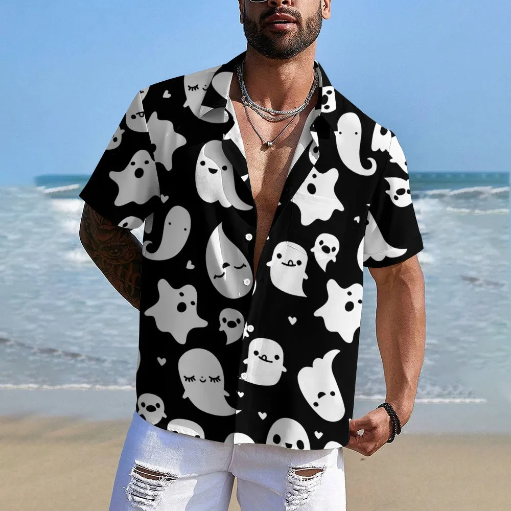 Halloween Ghost Casual Large Size Short Sleeve Shirt 2407004240